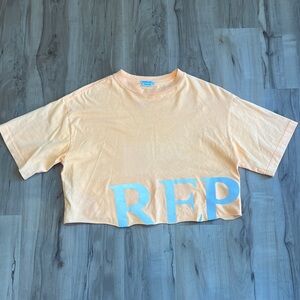 Replay Peach Crop Top with Light Blue Logo